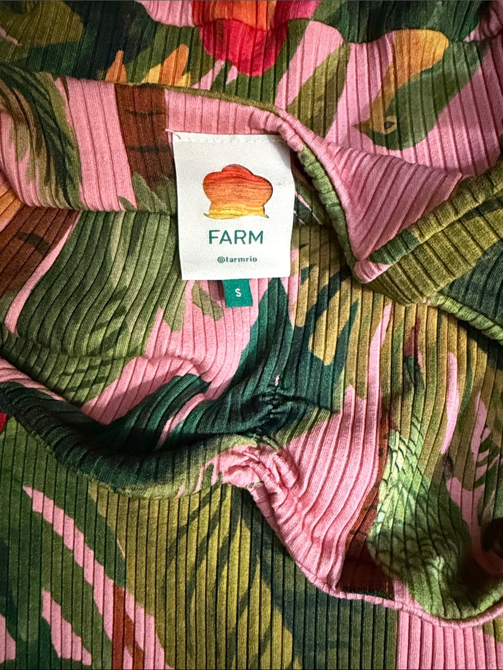 Rio Pink & Green Ribbed Floral Top
